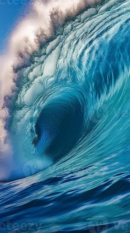 Ocean wave blue water background. AI Generated photo