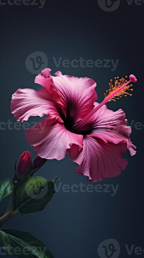 Hibiscus flower red petal blurred background. AI Generated photo