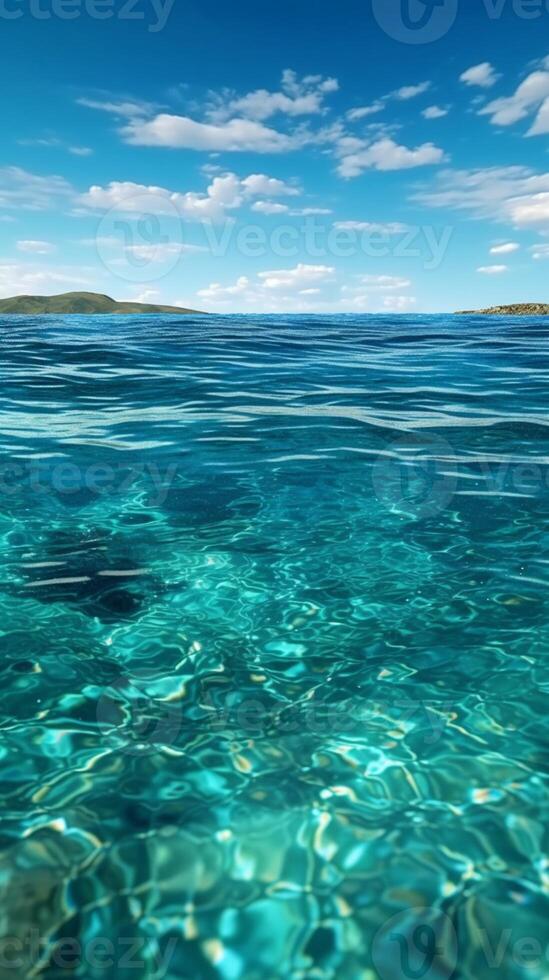 Ocean wave blue water background. AI Generated photo