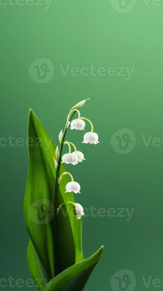 Lily of the valley flower blurred background. AI Generated photo