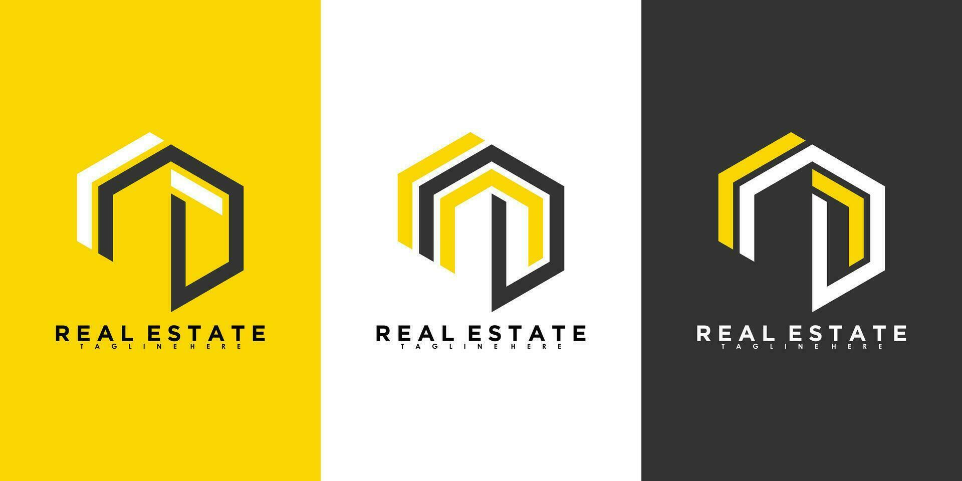 set of real estate logo design with modern concept vector