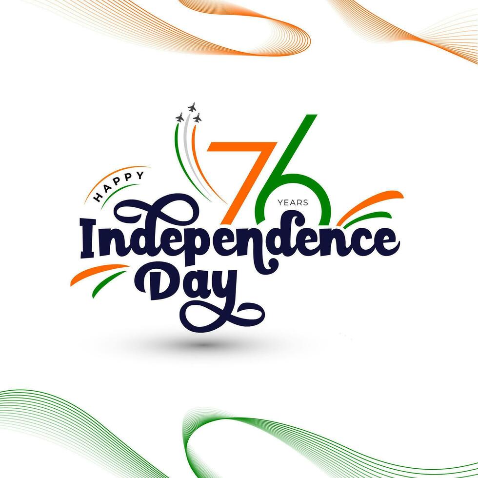 76th Years Happy Indian Independence day vector greeting with lettering