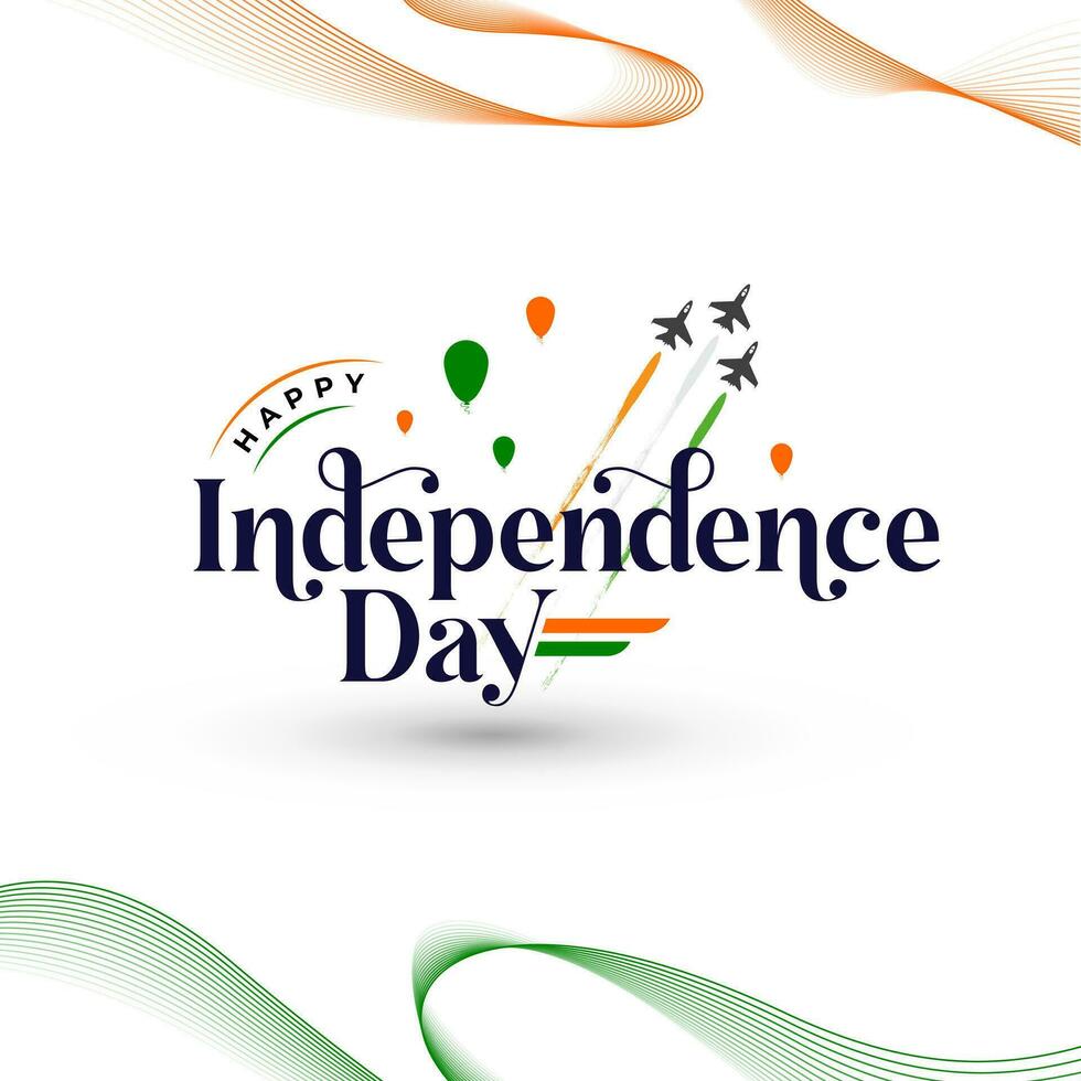 Happy Indian Independence day vector greeting with lettering