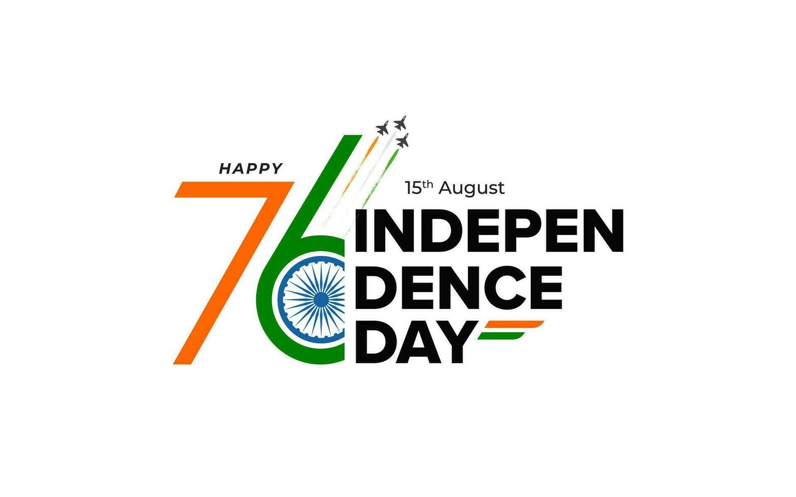 Happy Indian Independence day vector greeting with lettering