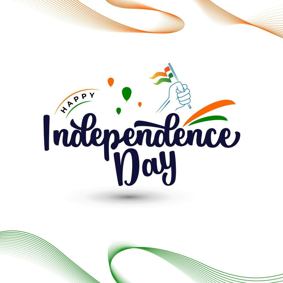 Happy Indian Independence day vector greeting with lettering