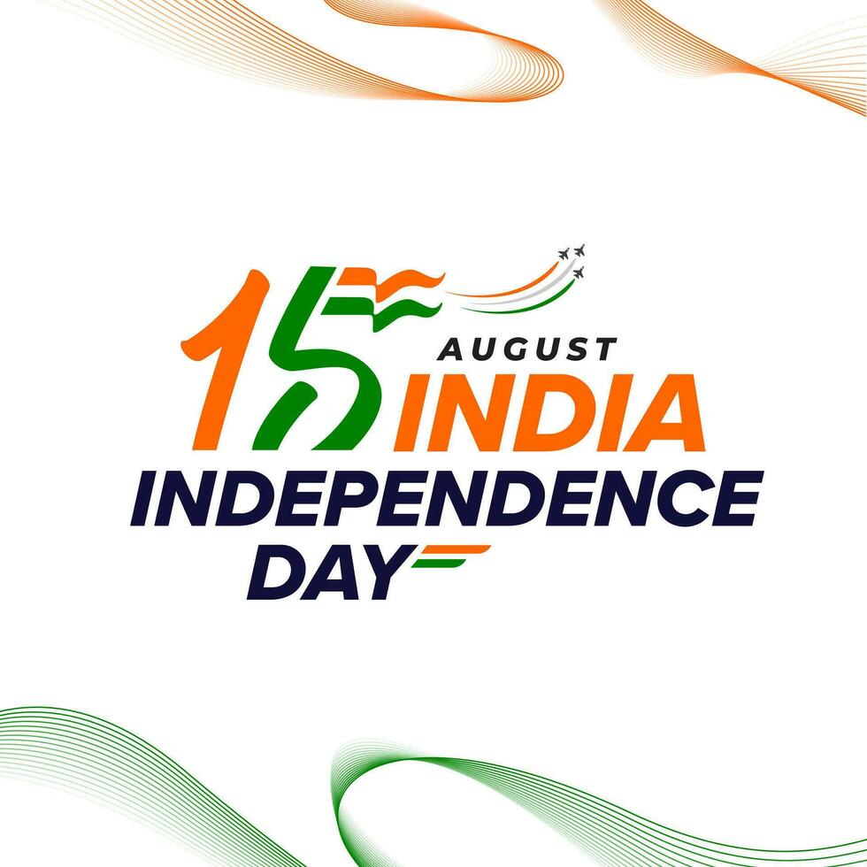 15th August Happy Indian Independence day vector greeting with lettering