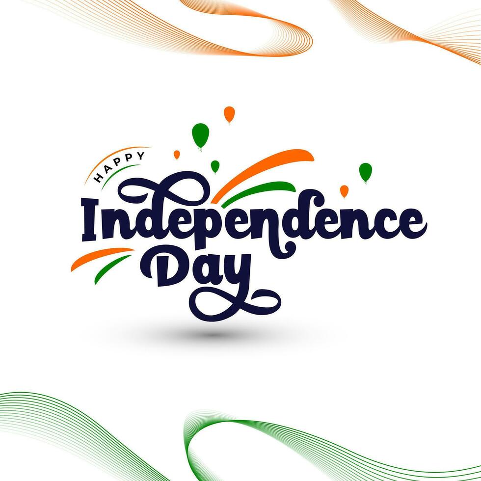 Happy Indian Independence day vector greeting with lettering