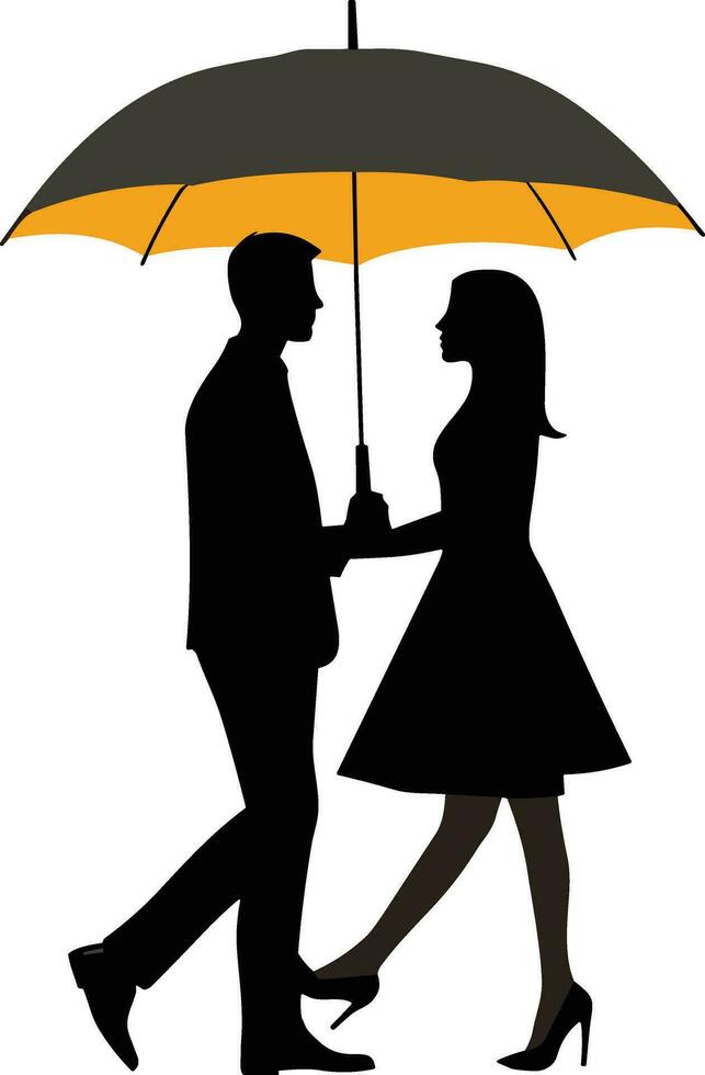 silhouette of a couple under the umbrella illustration 26182957 Vector