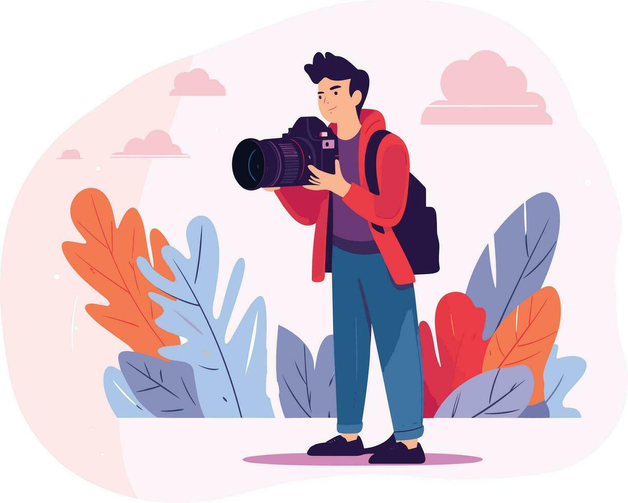 world photography day flat design vector illustration