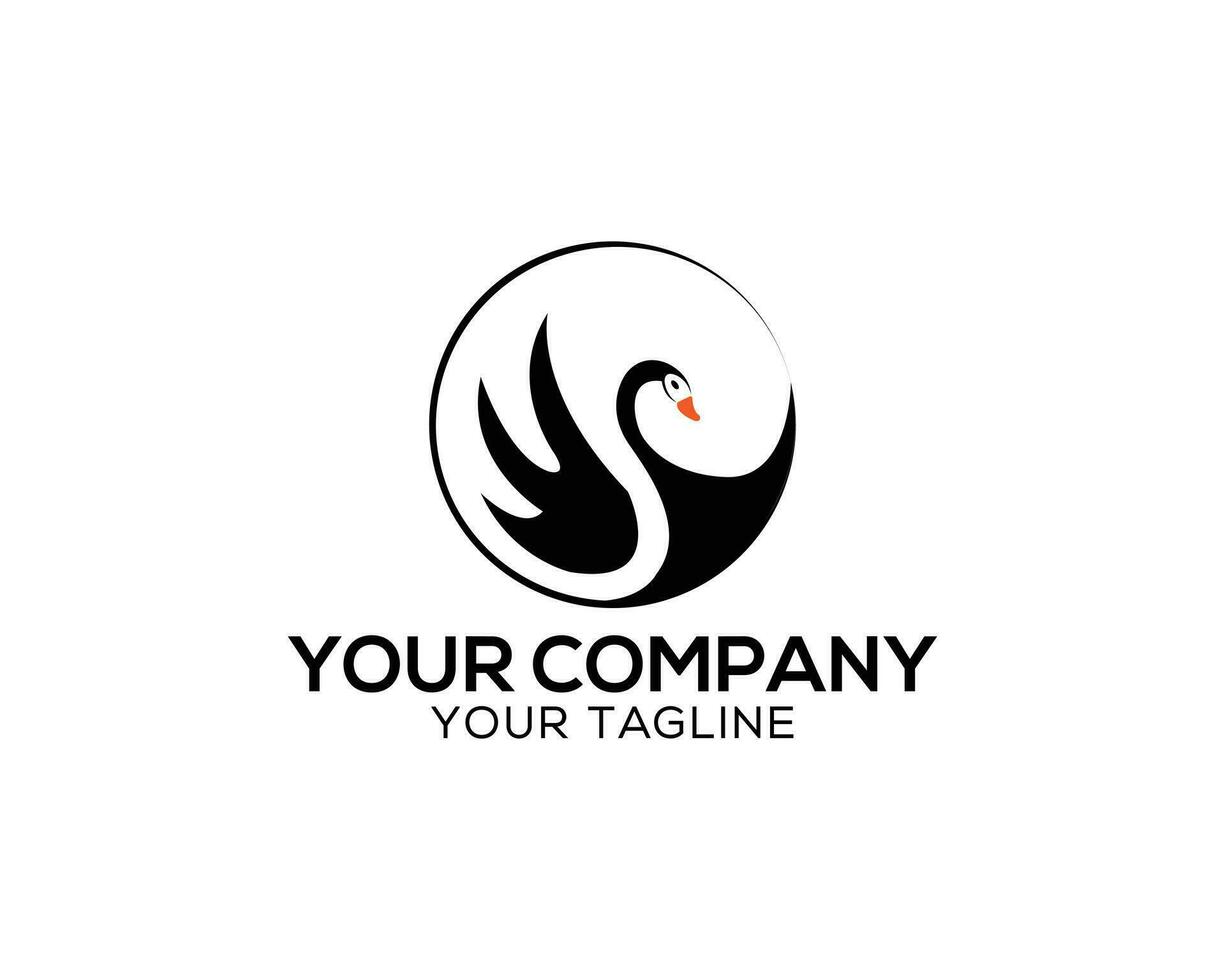 Beautiful Bird Swan Flying Wings Logo Design Beautiful Icon Vector Concept.