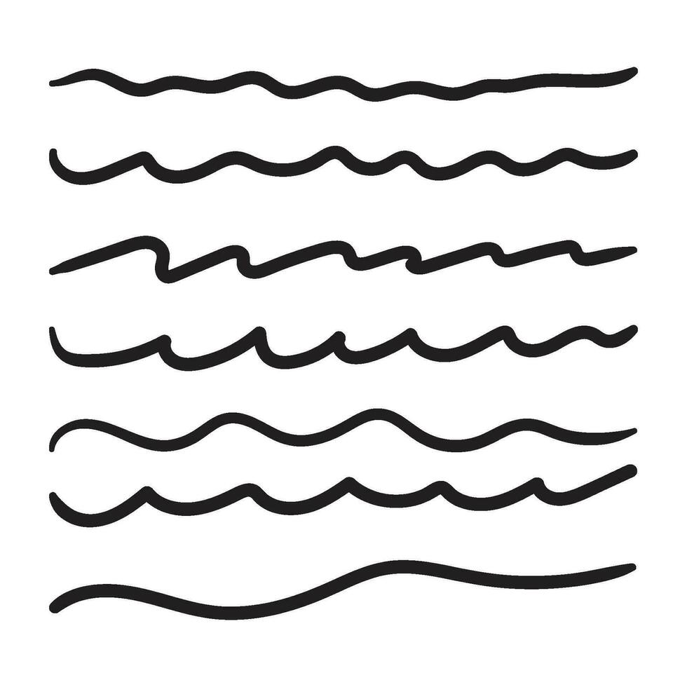 black hand drawn line collection vector