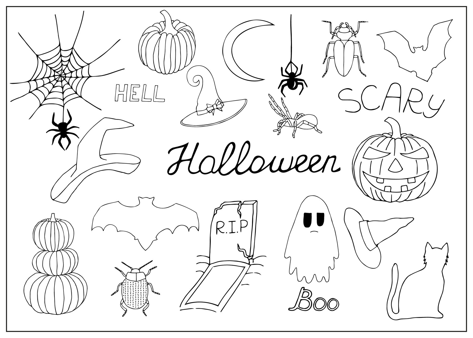 vector-set-of-halloween-doodle-funny-and-scary-halloween-decorations