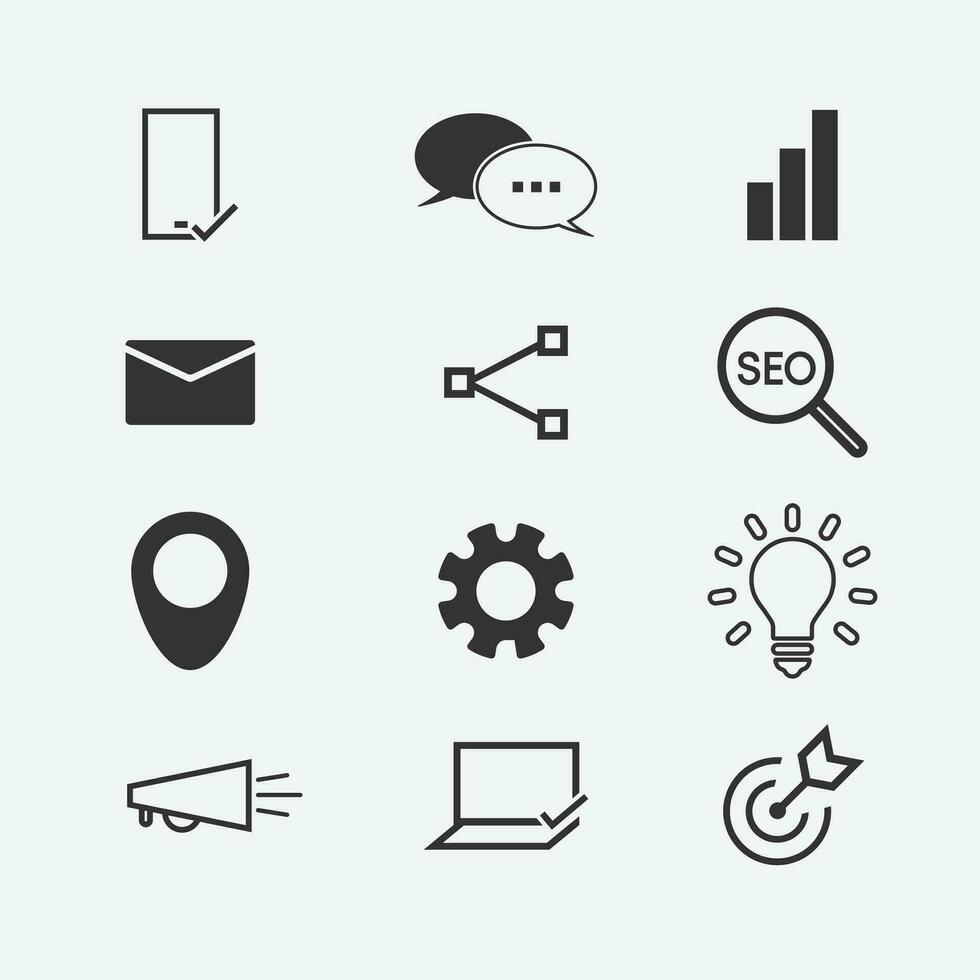 Digital Marketing icons on White background. Vector illustration