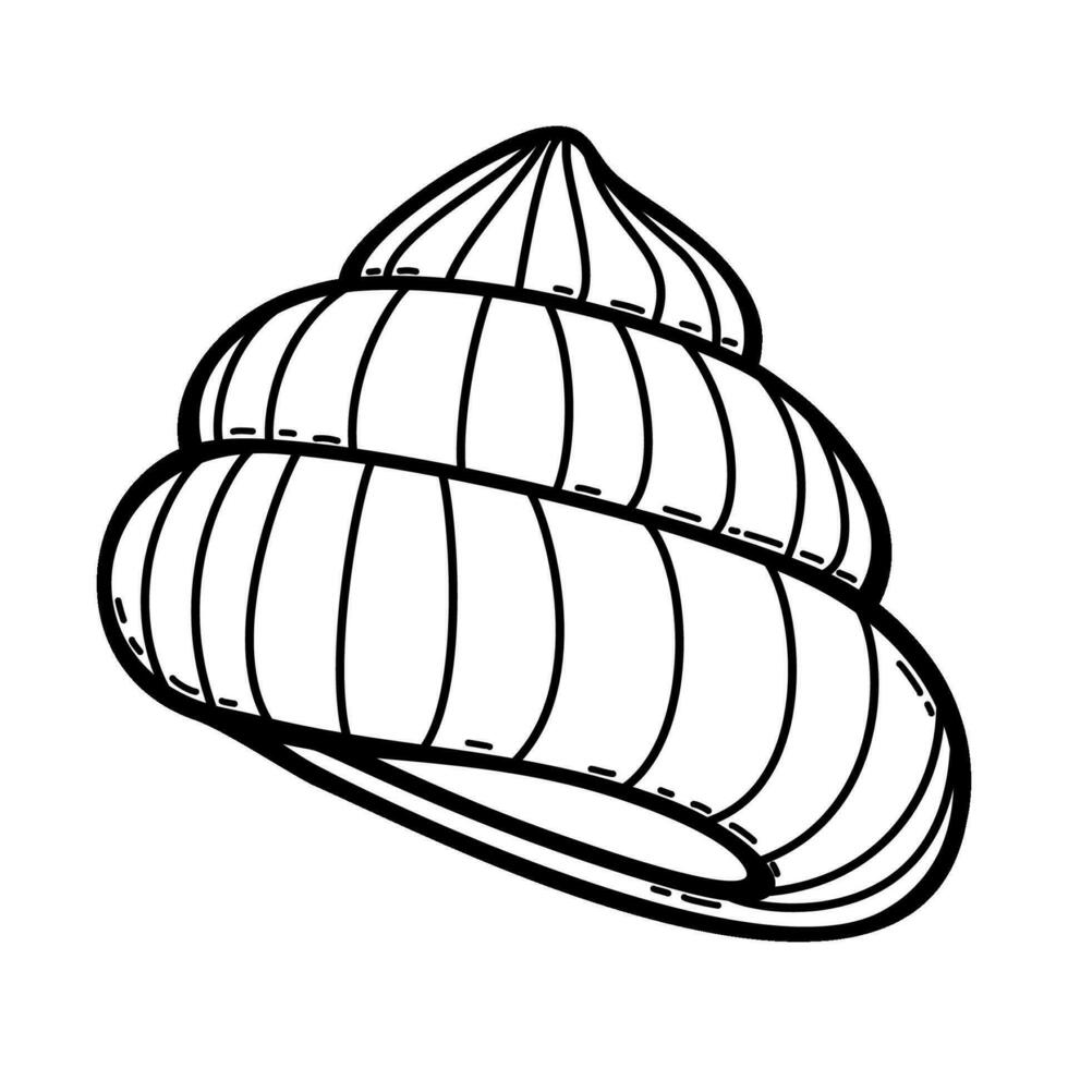 Isolated vector outline black and white seashell.
