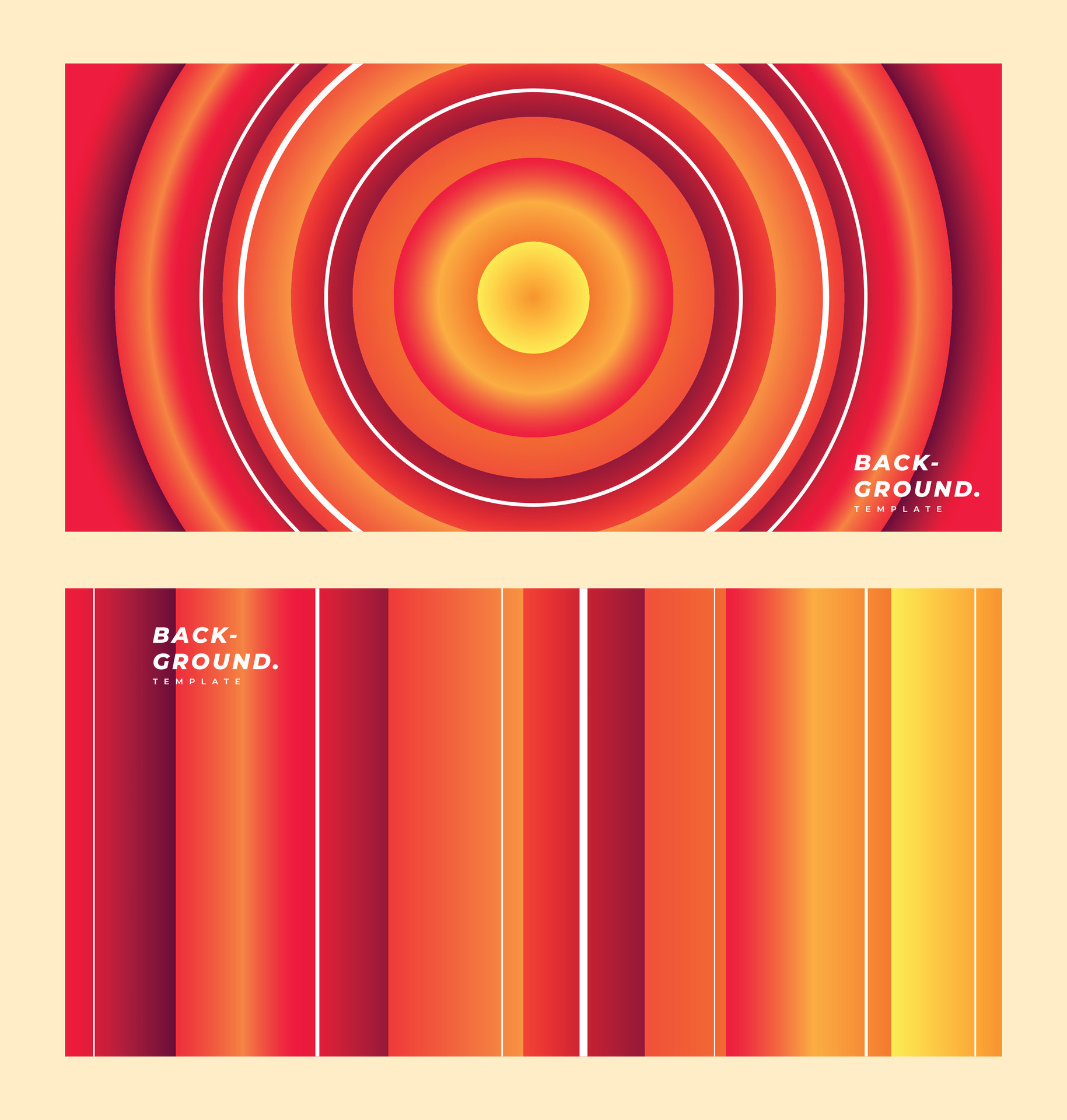 Orange, red, and yellow circle gradient background template copy space
