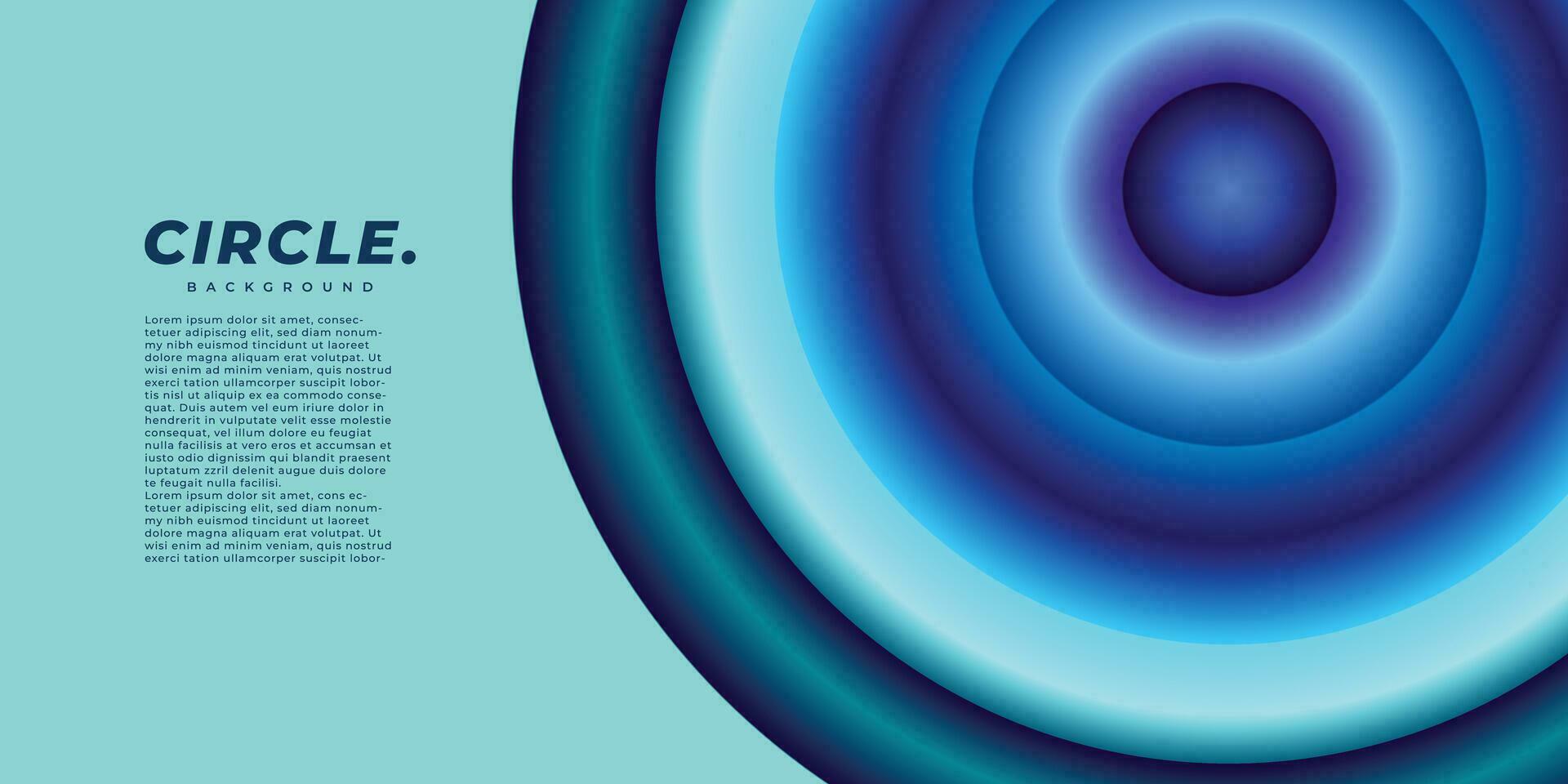 Blue radial colour gradient background template copy space. Circle colour gradation backdrop design for poster, banner, landing page, flyer, magazine or cover. vector