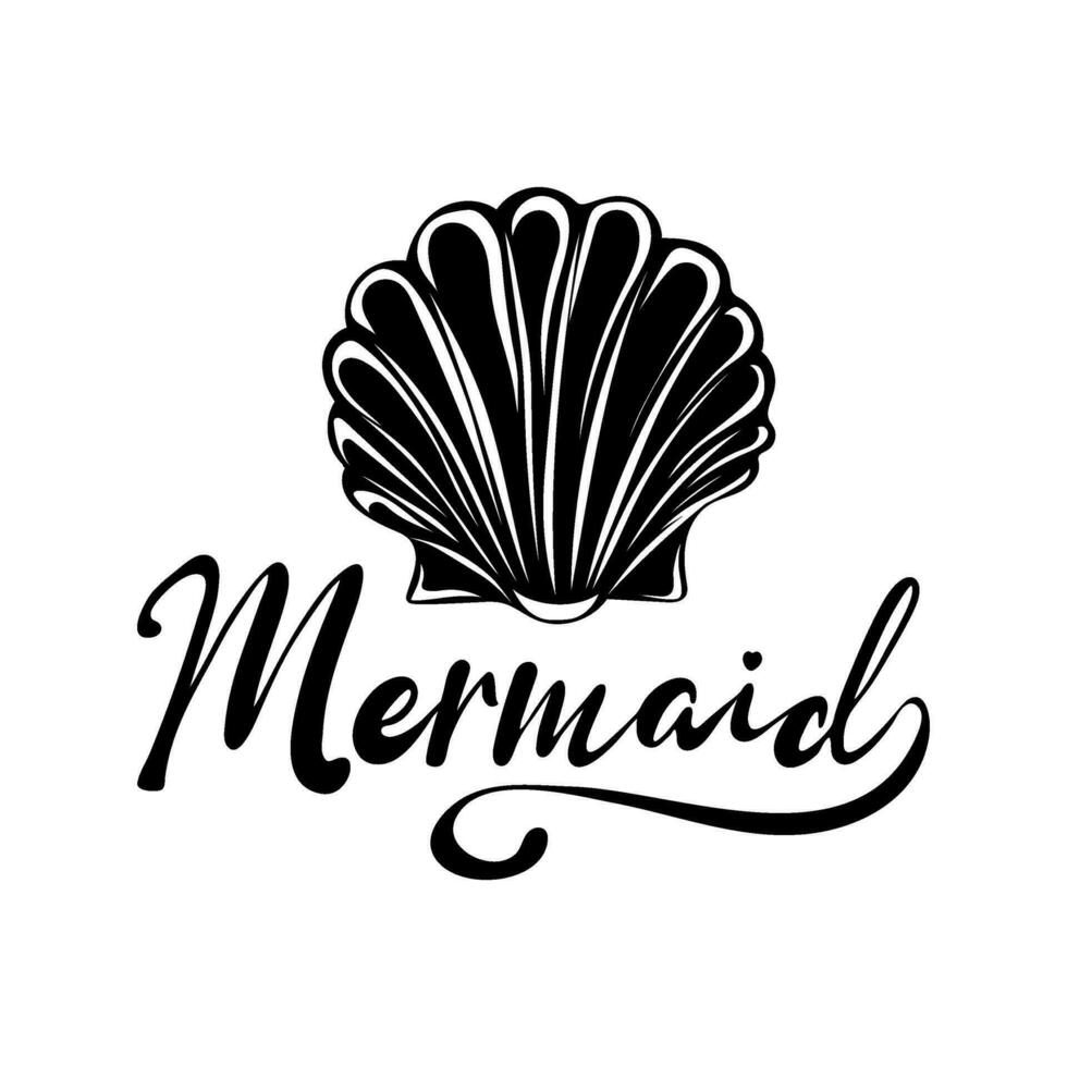 Mermaid lettering inscription with seashell vector