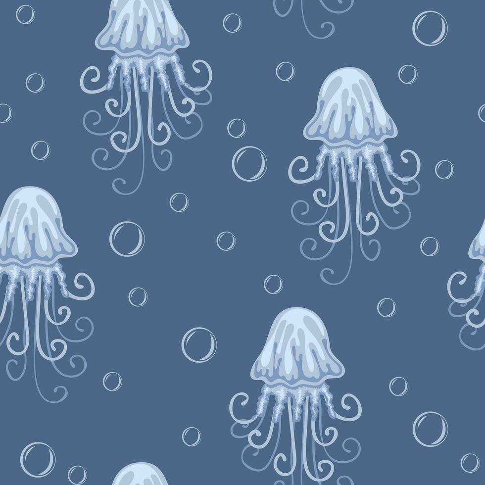 Seamless pattern with jellyfishes. Marine dwellers vector