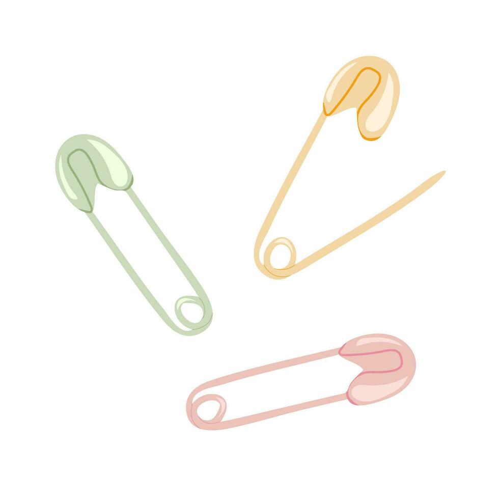 Colorful safety pins isolated on a white background vector