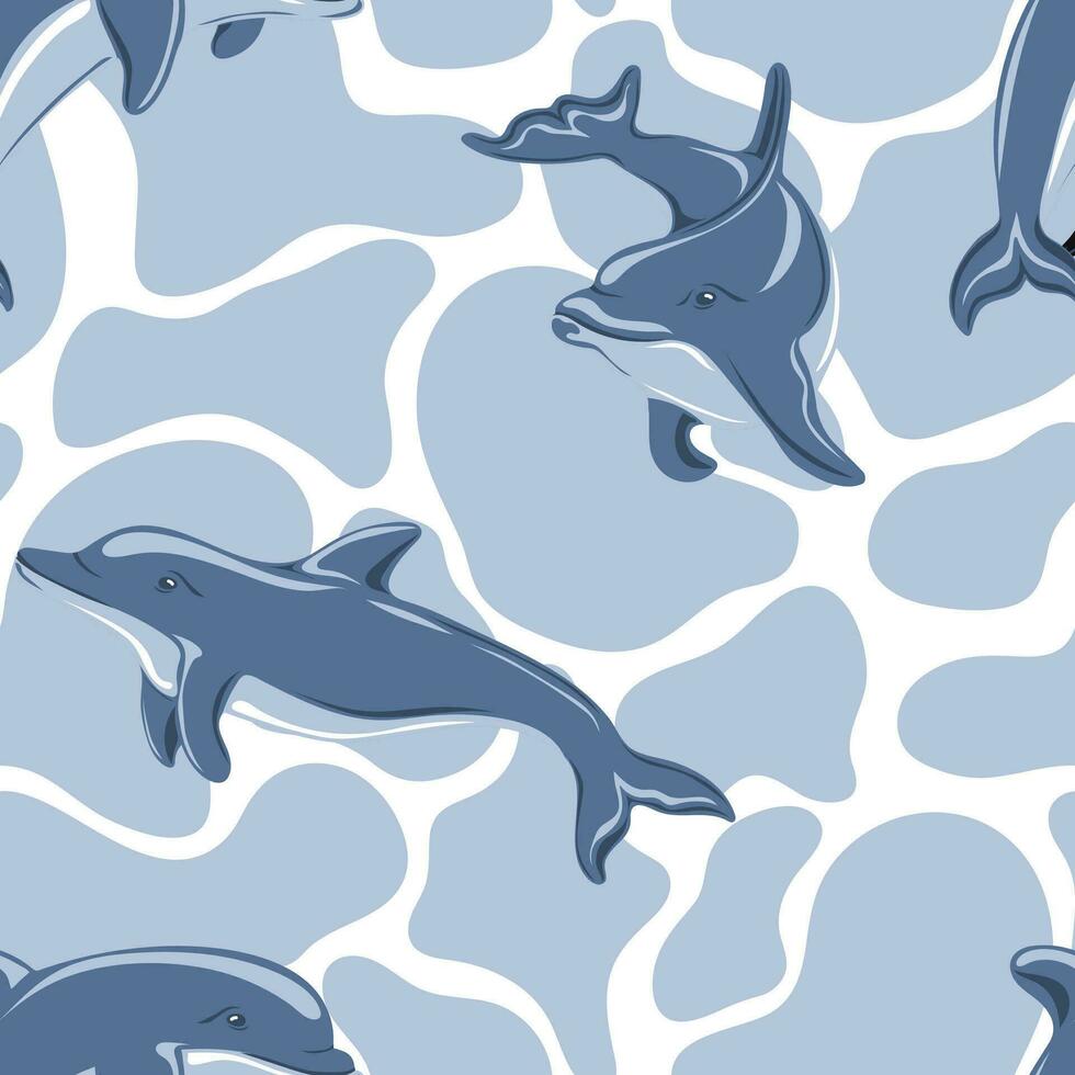 Seamless pattern with dolphins. Marine dweller. Concept of sea and ocean life vector
