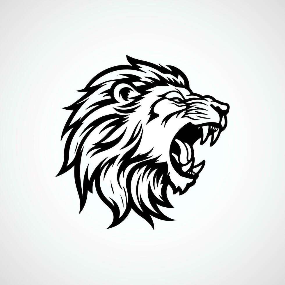 vector lion head angry illustration