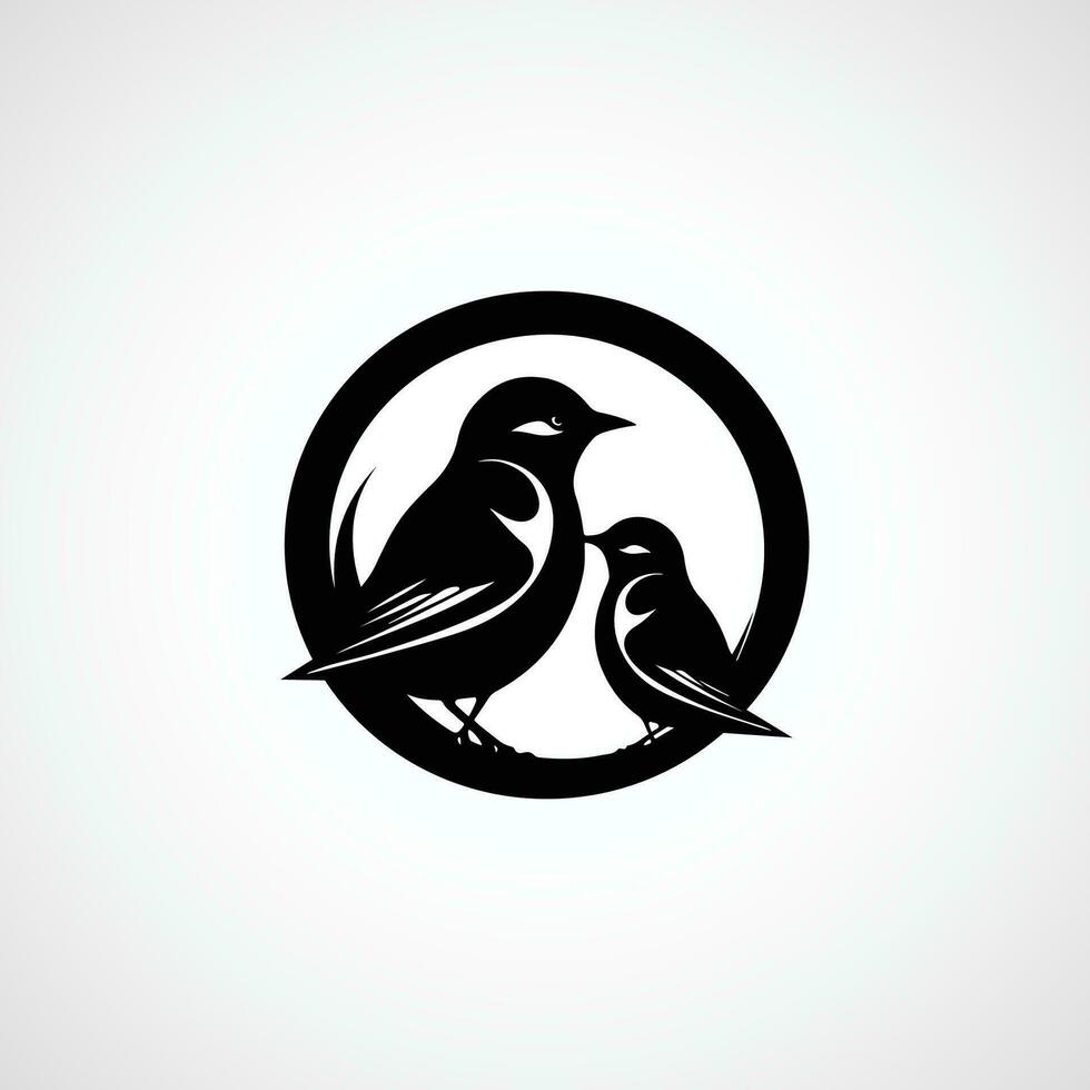 vector sparrow with baby illustration