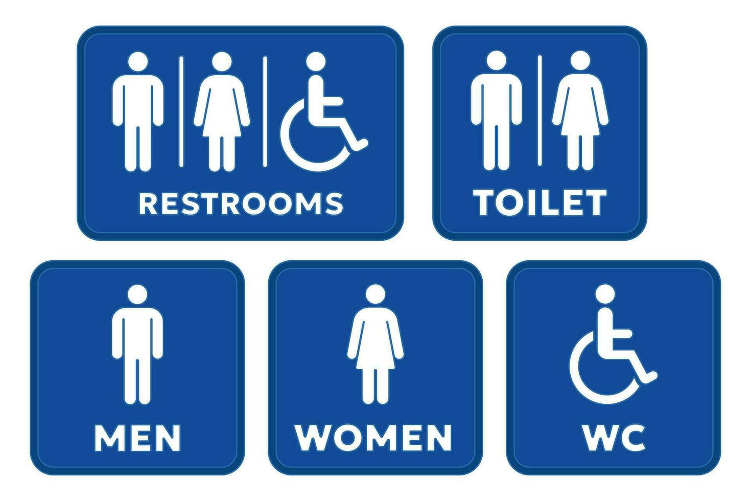 public toilet sign vector illustration set Man and woman and wheelchair