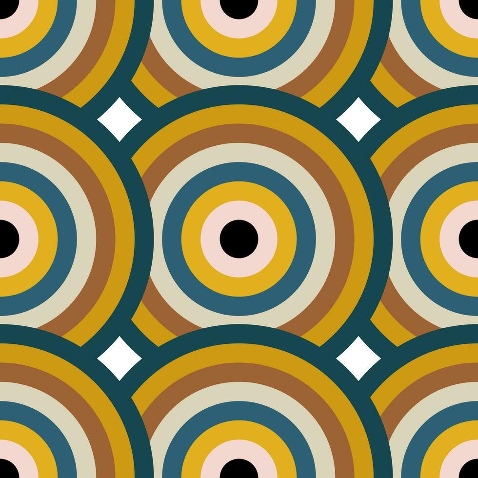 Circles with color palette. Seamless pattern with geometric colored spheres for textile. Vector. vector