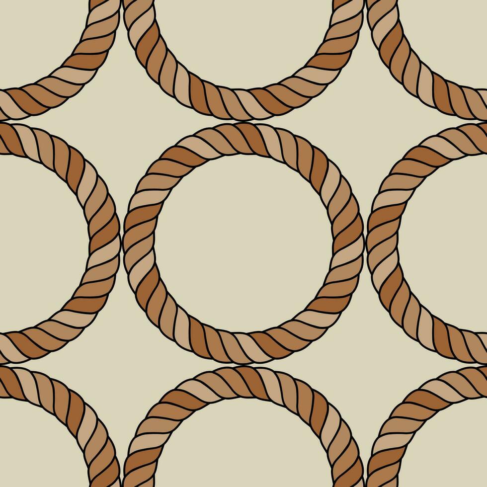 Rope circles form a geometric symmetrical seamless pattern for fashion fabrics. Vector. vector