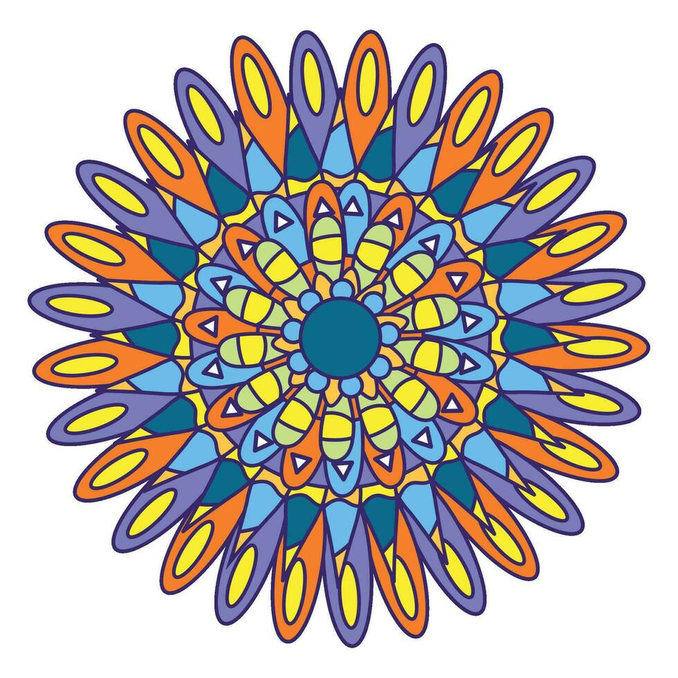 aislado vibrante de colores mandala modelo vector ilustración