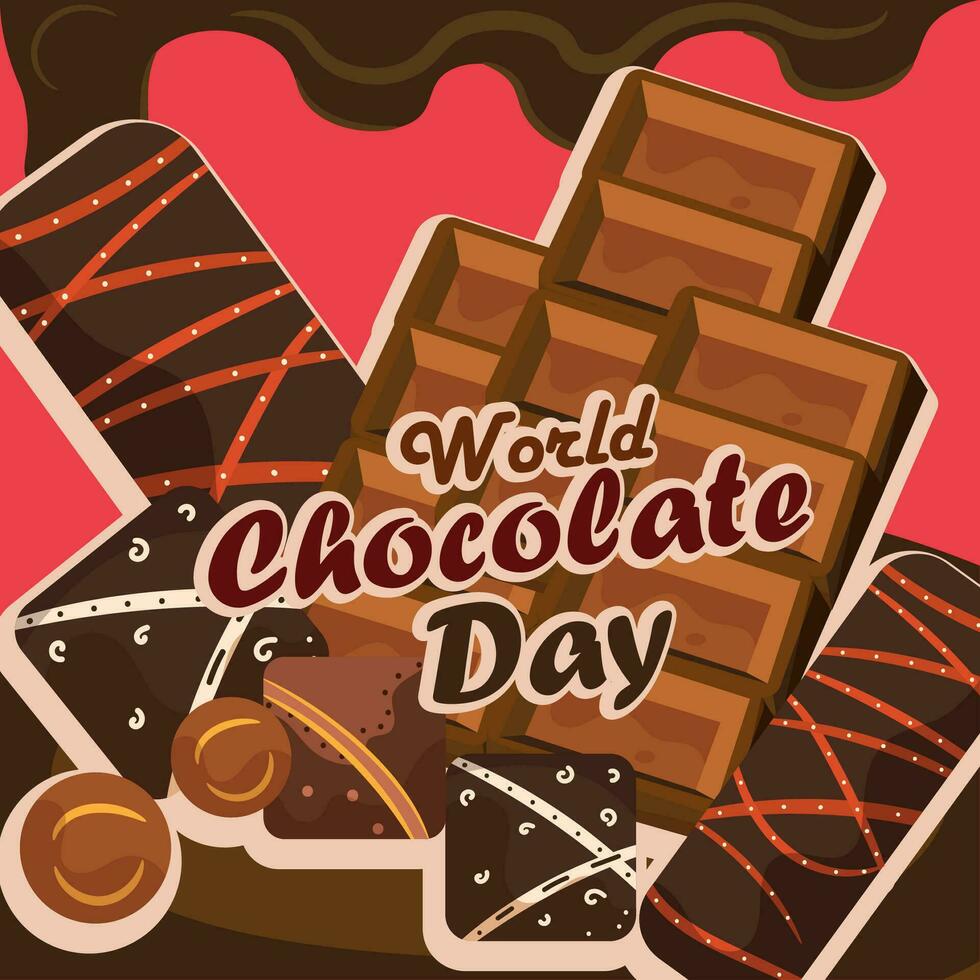 Colored world chocolate day template Vector illustration