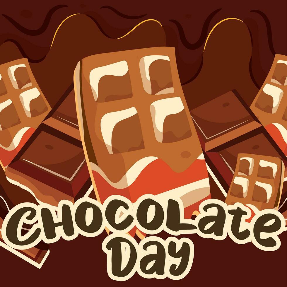 Colored world chocolate day template Vector illustration