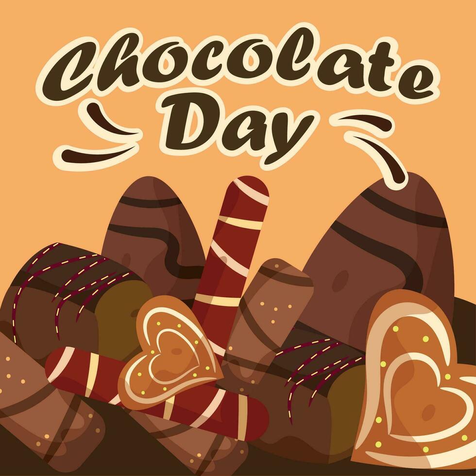 Colored world chocolate day template Vector illustration