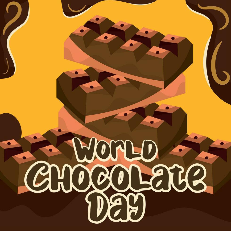 Colored world chocolate day template Vector illustration