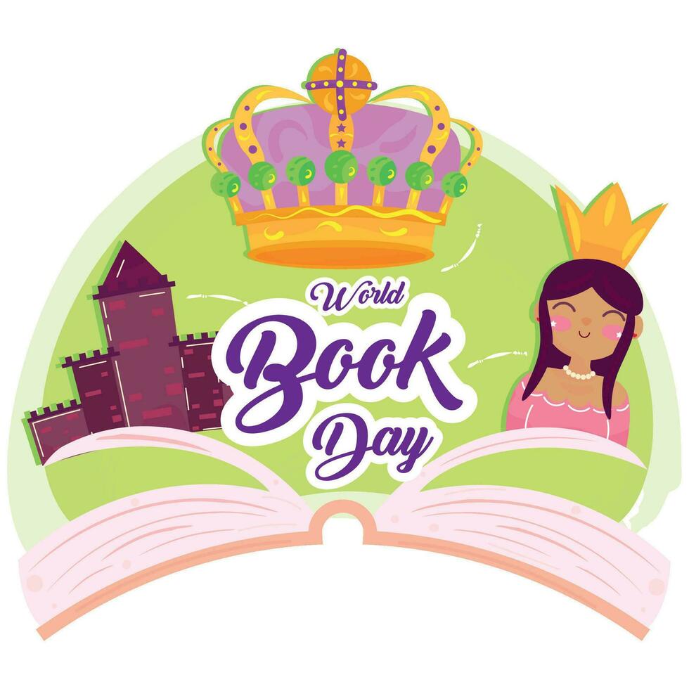 Isolated open book with medieval icons World book day Vector illustration