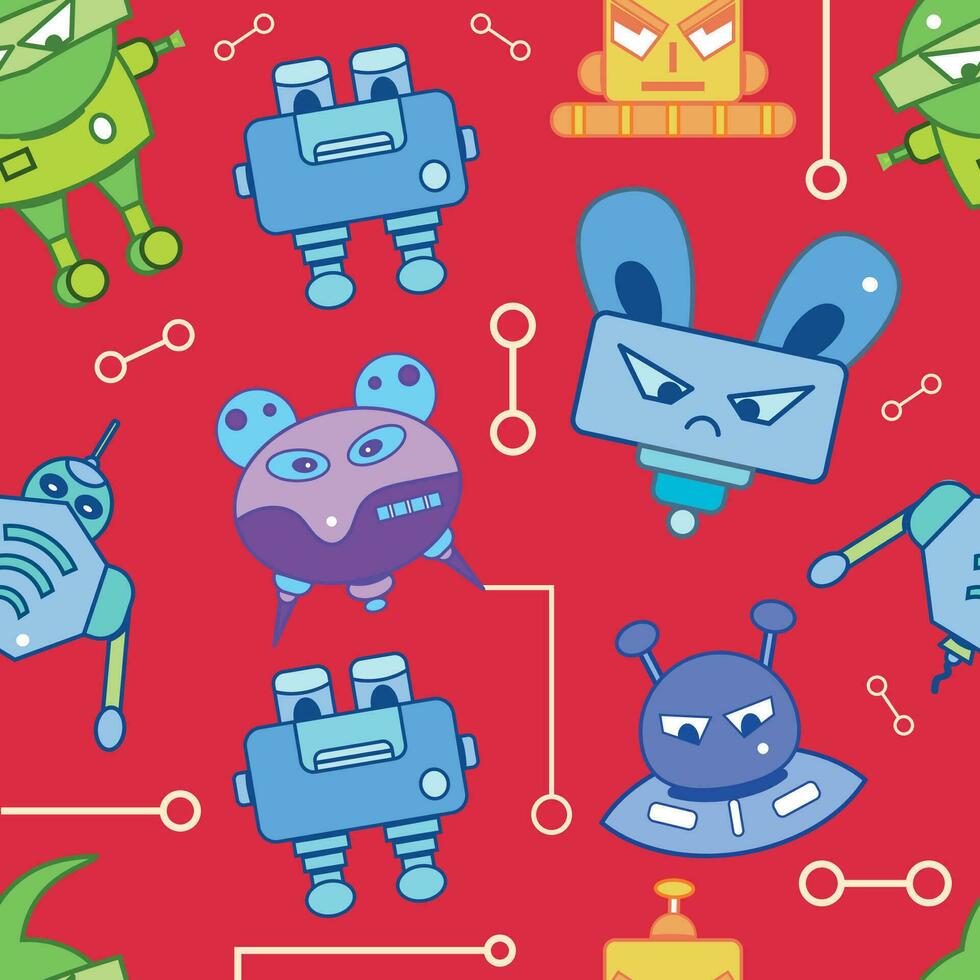 pattern background with robot toy icons Vector illustration