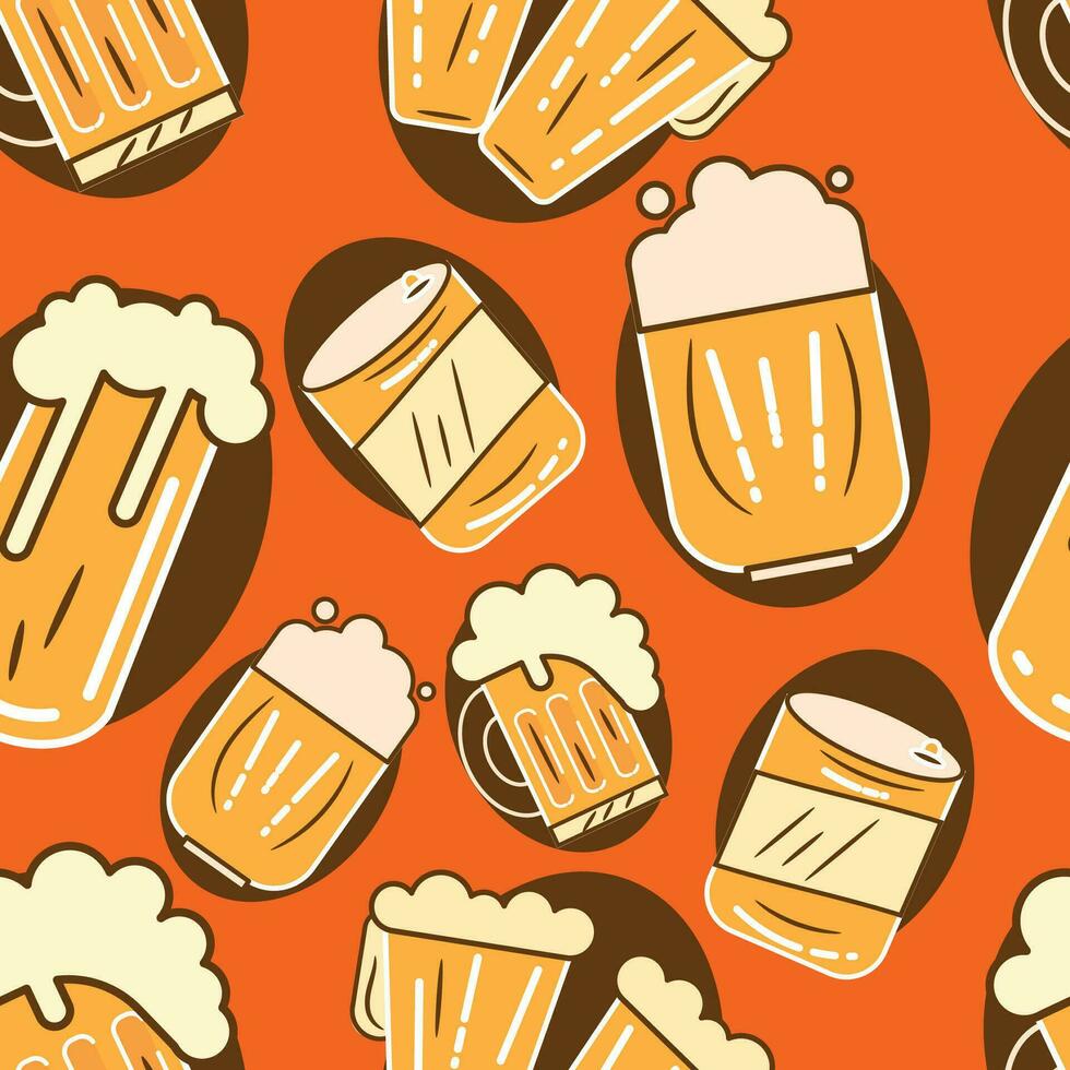 pattern background with beer icons Vector illustration