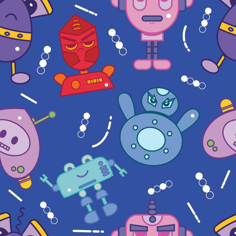 pattern background with robot toy icons Vector illustration