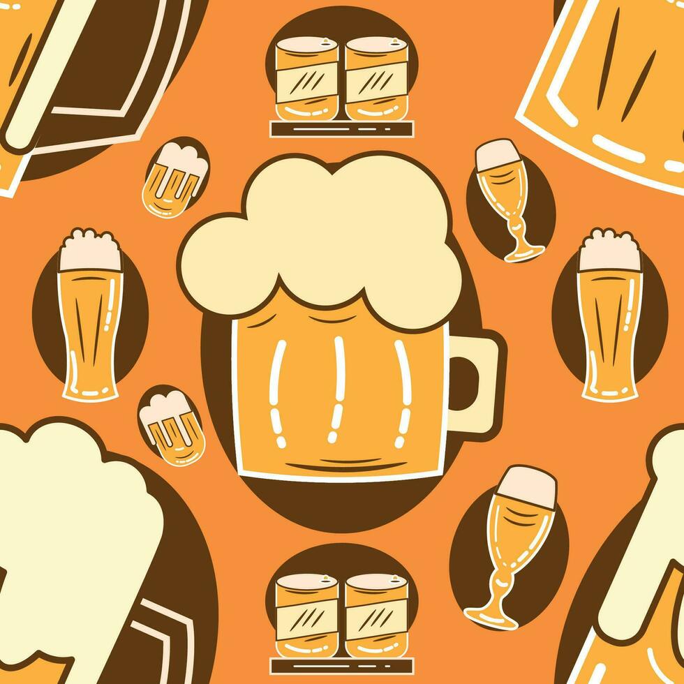 pattern background with beer icons Vector illustration