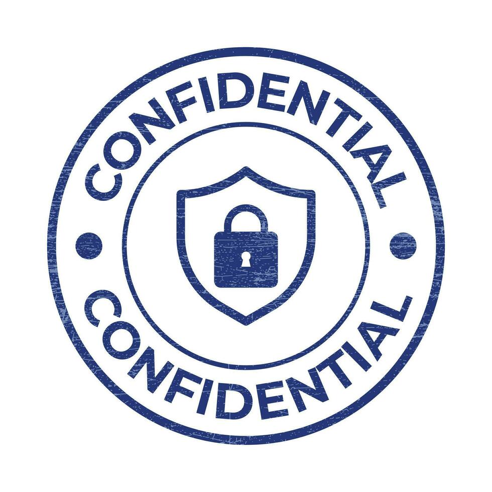 Confidential Rubber Stamp, Confidential Seal, Confidential Badge, Top Secret Vector, Confidential Icon, Vector Illustration With Grunge Texture