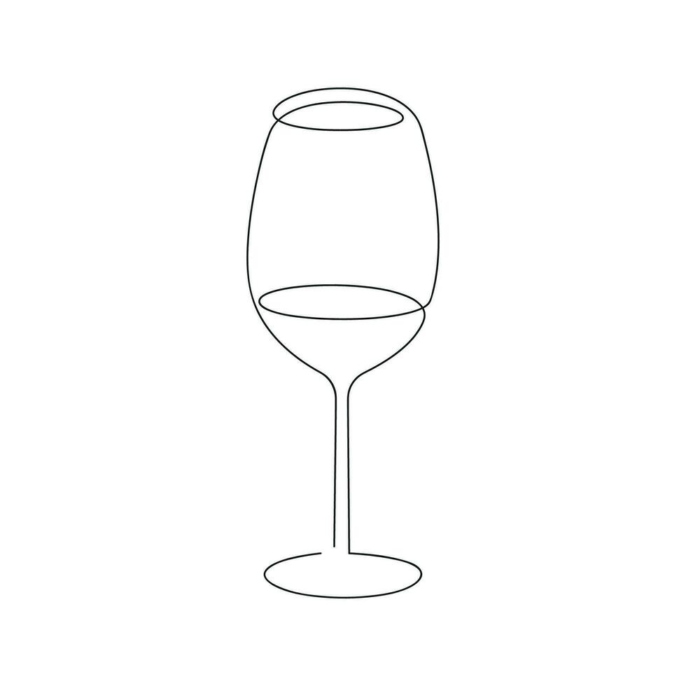 Wine glass drawn in one continuous line. One line drawing, minimalism. Vector illustration.