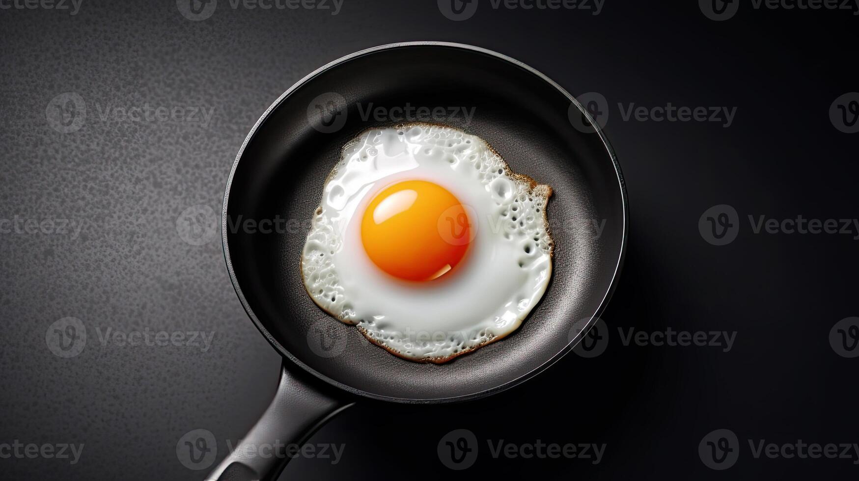 pan with single fried egg. Generative AI photo