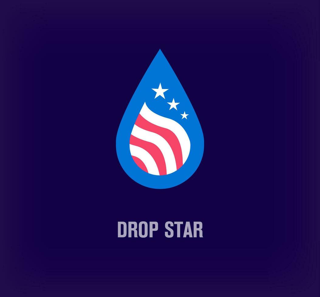 USA flag logo from creative drop form. Unique color transitions. Unique stars logo template. vector