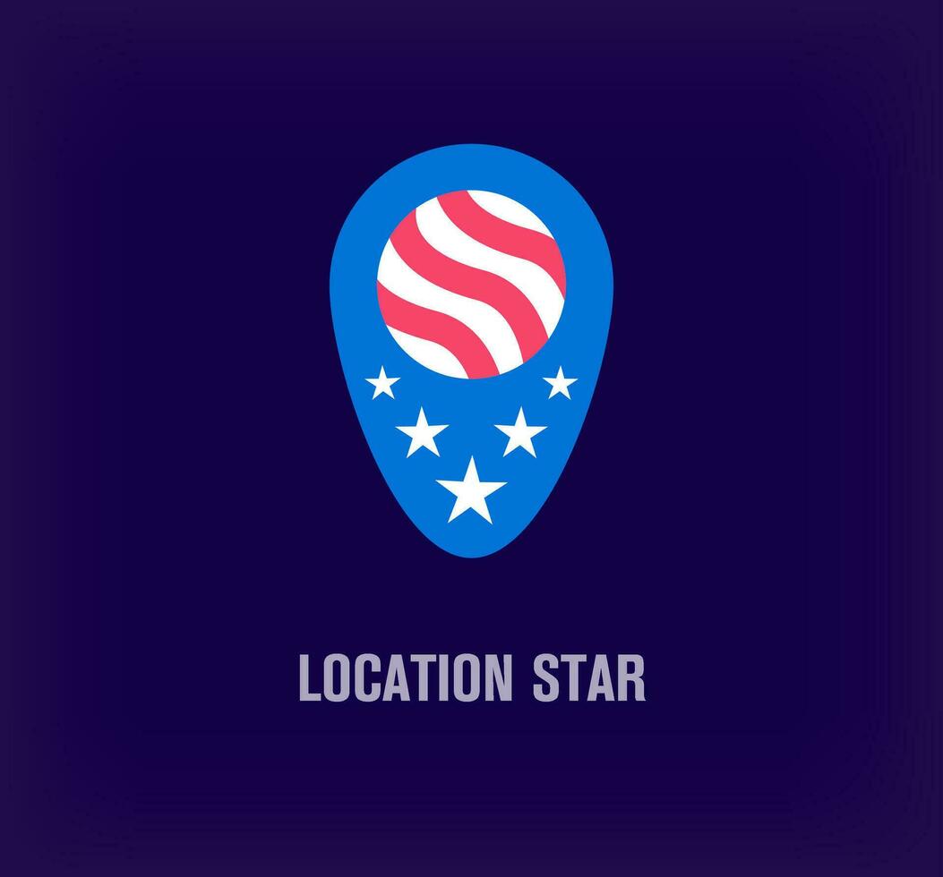 USA flag logo from creative location form. Unique color transitions. Unique stars logo template. vector