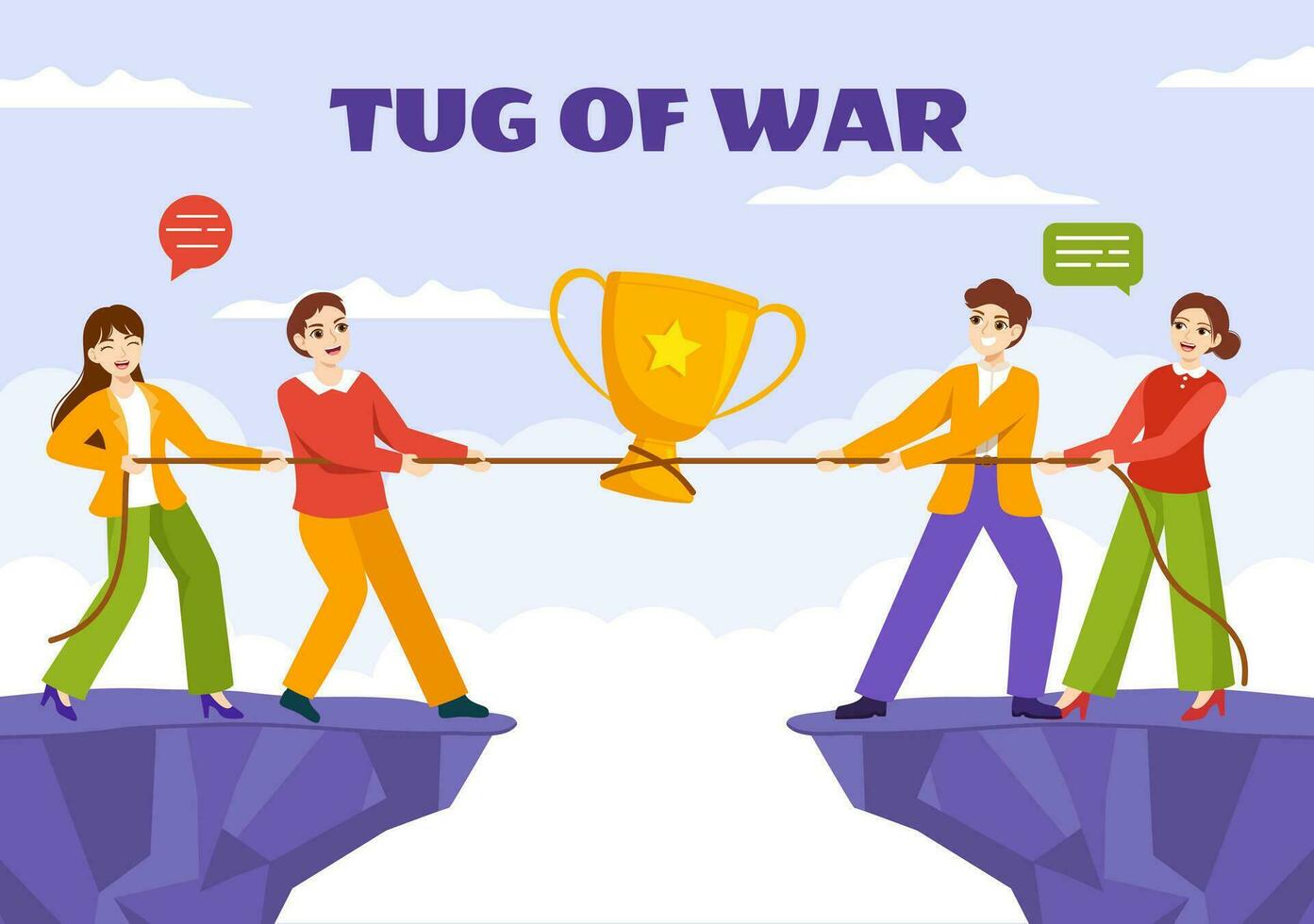 Tug of war Vector Illustration with People Pulling Opposite Ends of Rope on  Business Competition in Flat Cartoon Hand Drawn Background Templates  26184399 Vector Art at Vecteezy