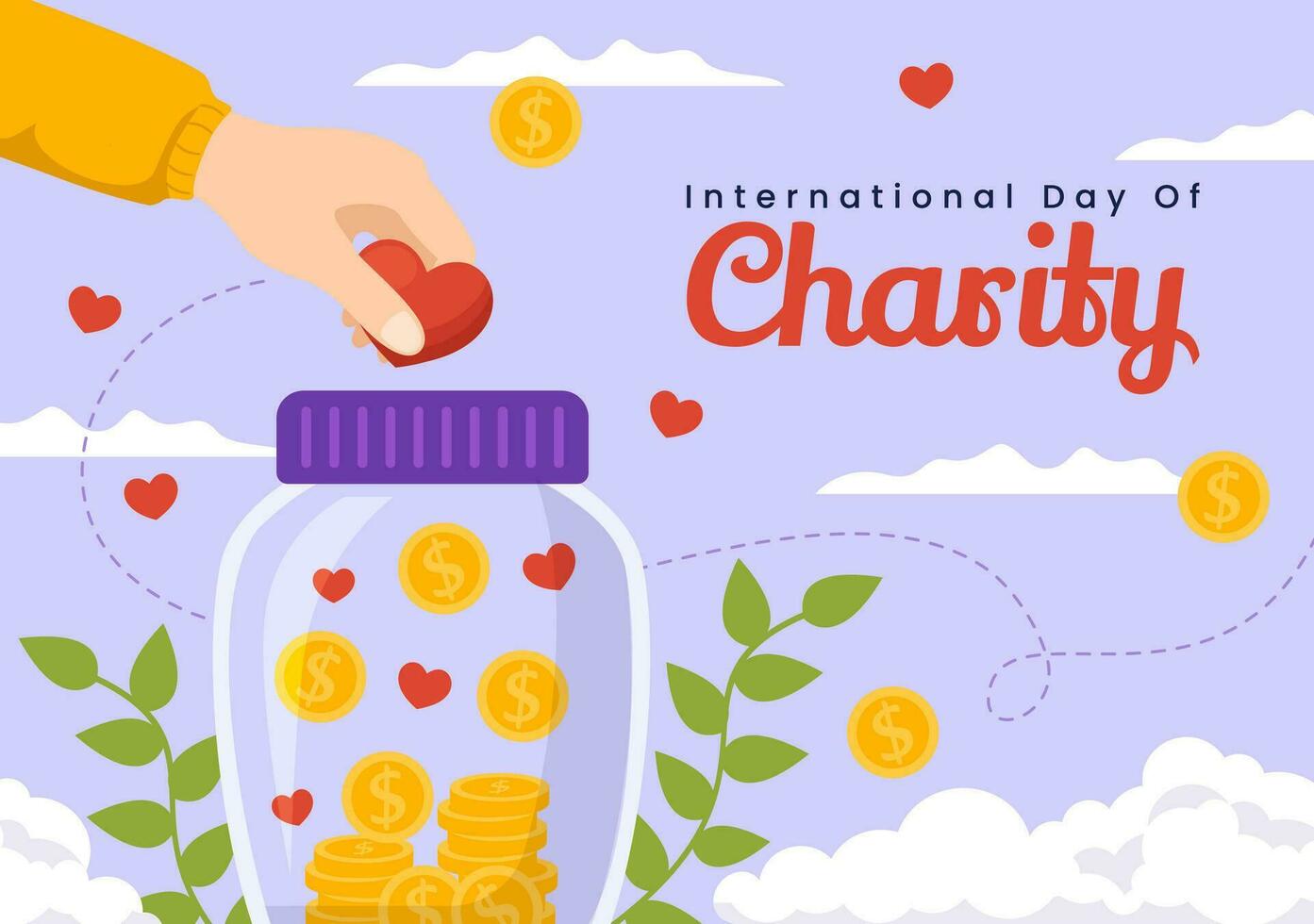 International Day of Charity Vector Illustration on 5 September with Donation Package Love Concept Background in Flat Cartoon Hand Drawn Templates