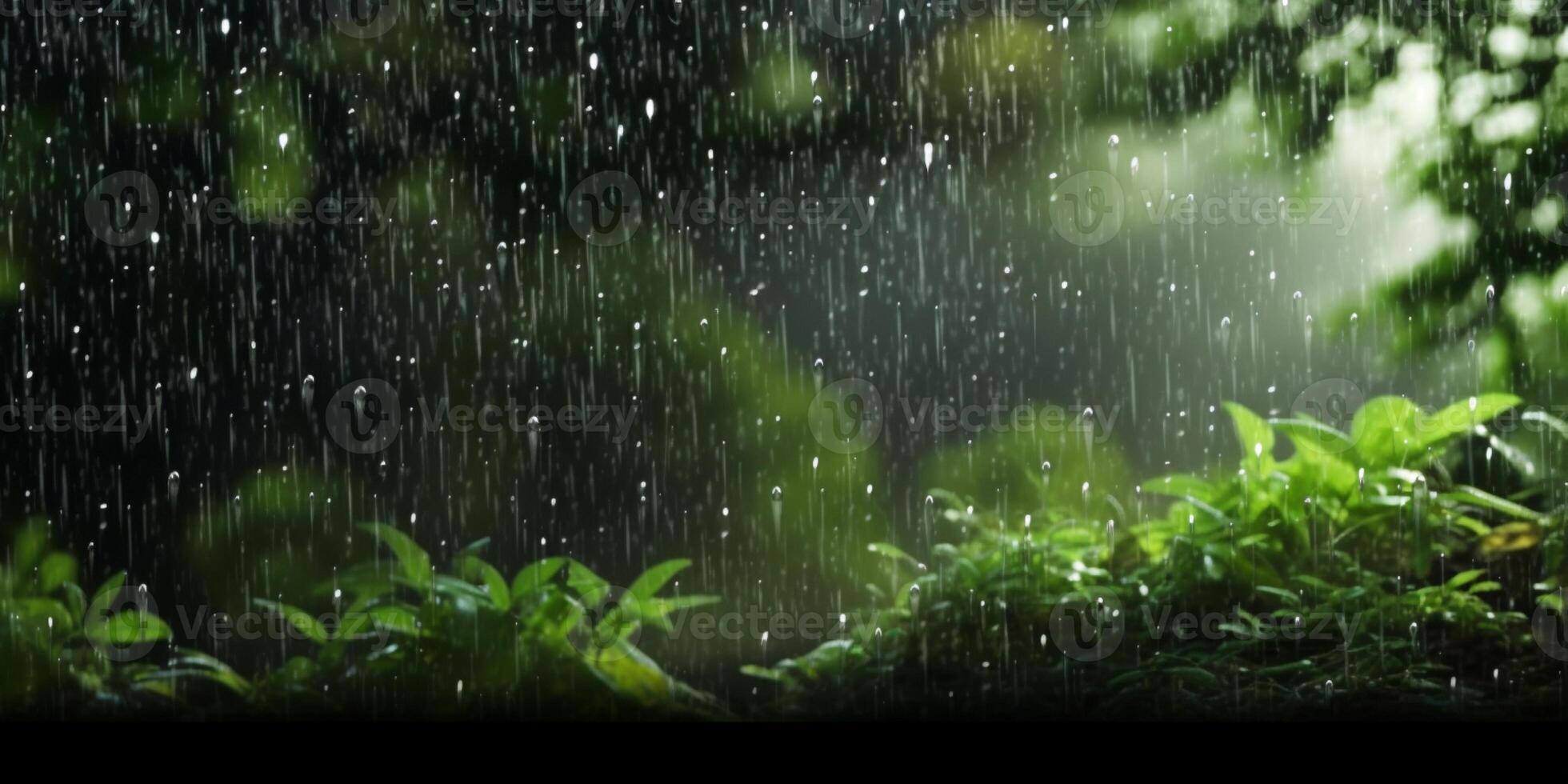 Rain drop copy space blurred background, photo