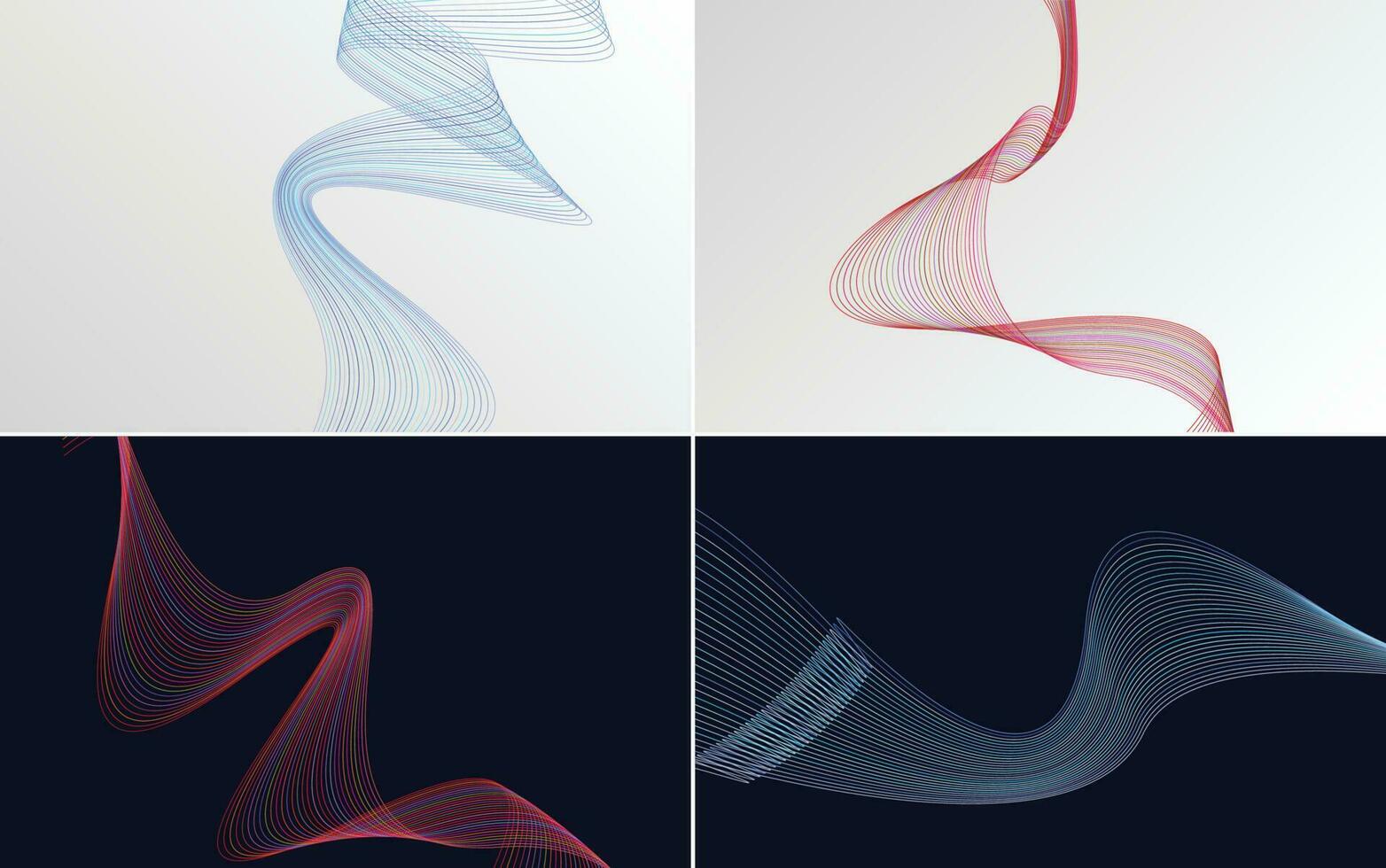 conjunto de 4 líneas de ondas abstractas de fondo de patrón de onda geométrica vector