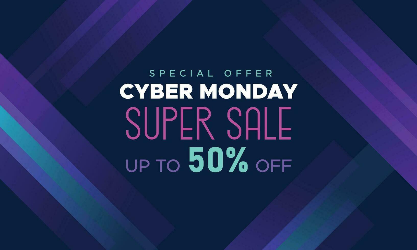 Cyber Monday Colorful Neon Style Super Sale Web Banner. Cyber Monday Sale Special Offer Social Media Post Design. Business, Promotion, and Advertising Vector Template. Seasonal Offers Mega Big Sale