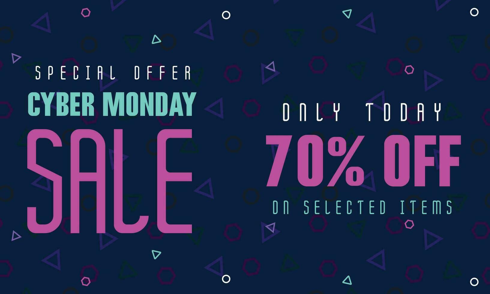 Cyber Monday Colorful Neon Style Super Sale Web Banner. Cyber Monday Sale Special Offer Social Media Post Design. Business, Promotion, and Advertising Vector Template. Seasonal Offers Mega Big Sale